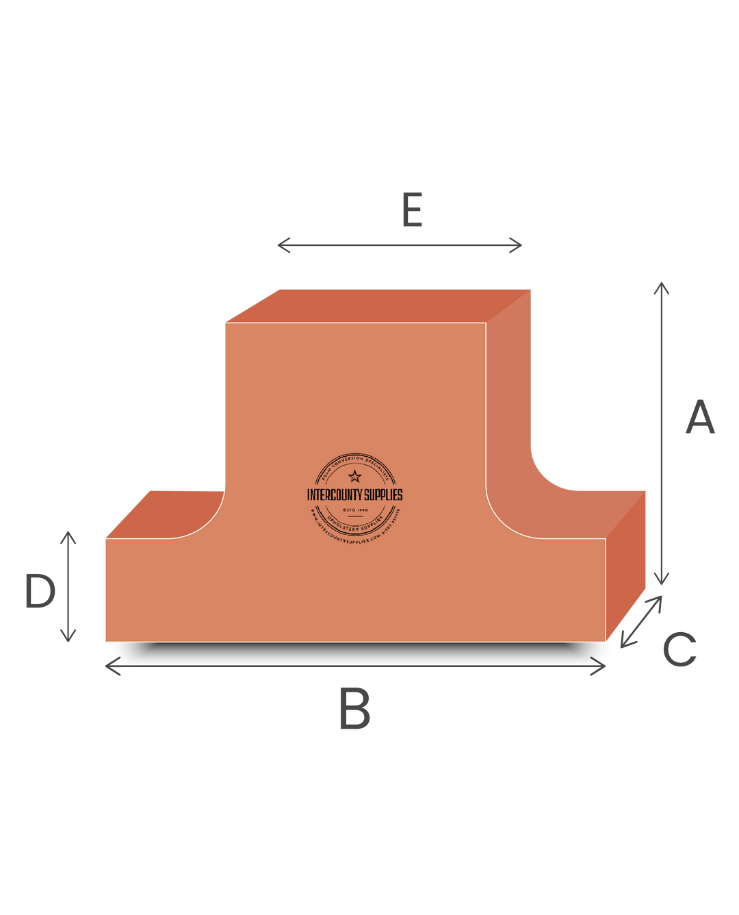 T-Shaped Curved Foam Cut to Size foam cut to size — UK custom foam from Intercounty Supplies